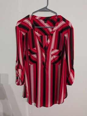 Torrid Harper Georgette Vibrant Striped V-Neck Blouse